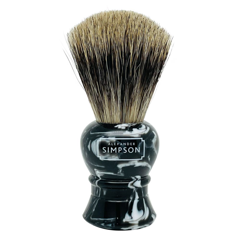Simpson pennello da barba pure badger da viaggio Islington Faux Ebony Marble S