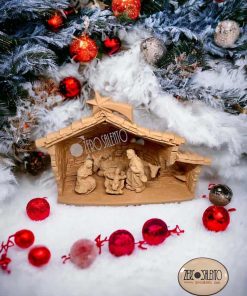 Presepe di Natale in Terracotta naturale con Sacra Famiglia in Grotta T.038